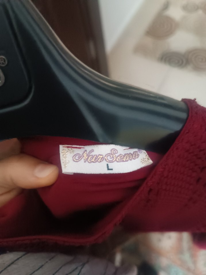 Bordo Uzun Kemerli Kadın Elbise - Görsel 3