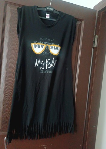 Kız Çocuk Siyah Rock Punk Kolsuz Tişört - Görsel 2