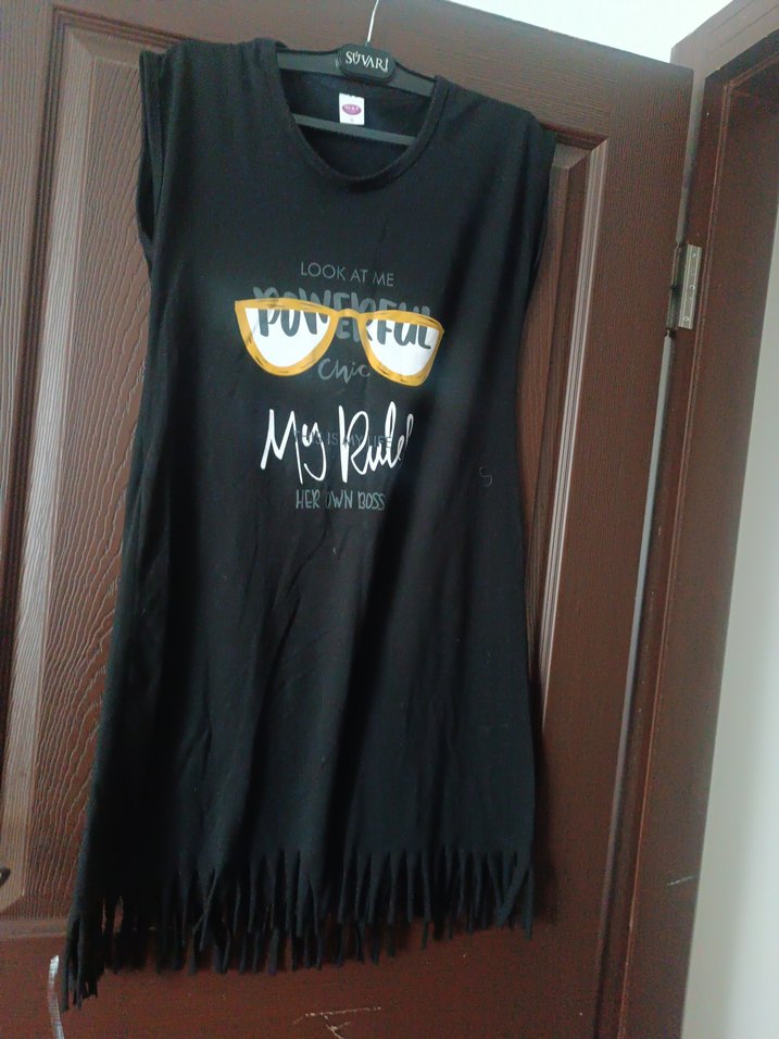 Kız Çocuk Siyah Rock Punk Kolsuz Tişört - Görsel 2