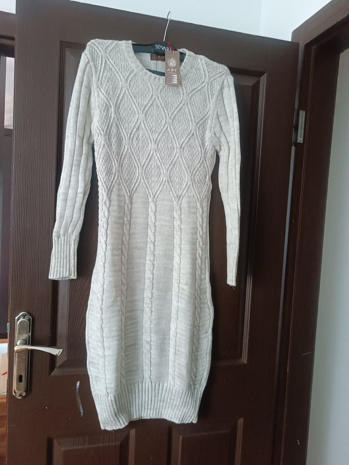 Uzun Kollu Bohem Örgü Kadın Kazak - Görsel 2