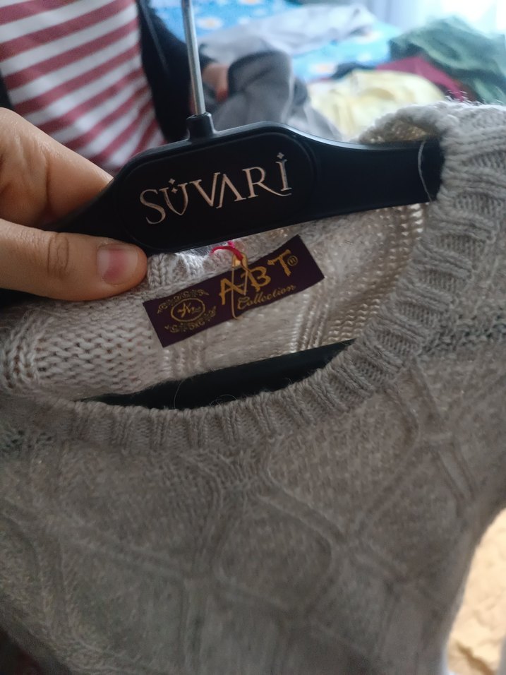 Uzun Kollu Bohem Örgü Kadın Kazak - Görsel 3