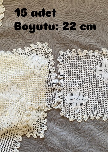  Beden beyaz Renk El Yapımı Örgü Dantel Runner Seti