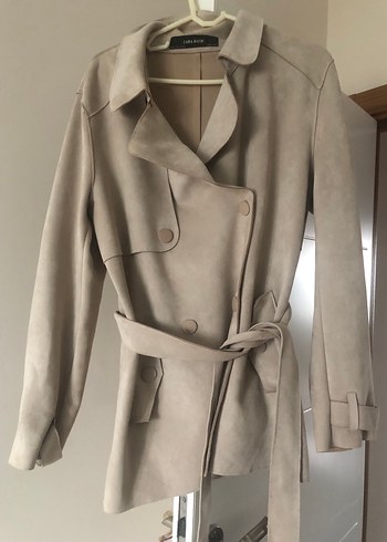 Zara l beden Bej Süet Kadın Trençkot Midi Boy
