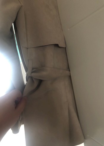 l Beden Zara l beden Bej Süet Kadın Trençkot Midi Boy
