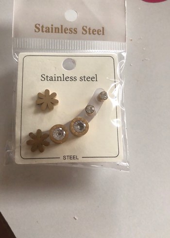 Accessorize Minimalist Cicekli Paslanmaz Celik Kupe Seti