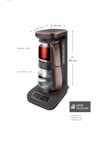  Beden Karaca Çaysever Robotea Pro Connect 4in1 Konuşan Cam Çay Makine