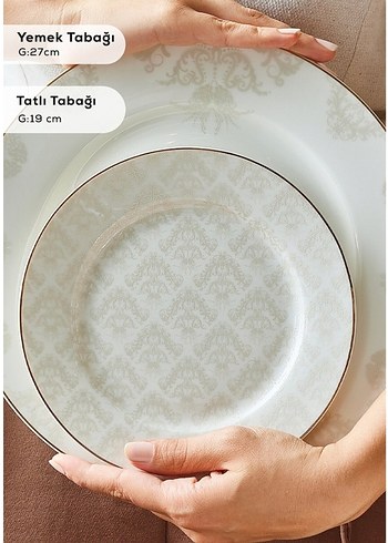 Beden beyaz Renk Karaca Bone Collection Siena 53pr Yemek Takımı