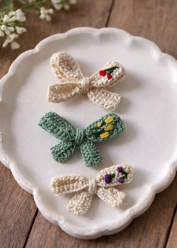 Nakışlı Beyaz Fiyonk Toka Seti - Görsel 2