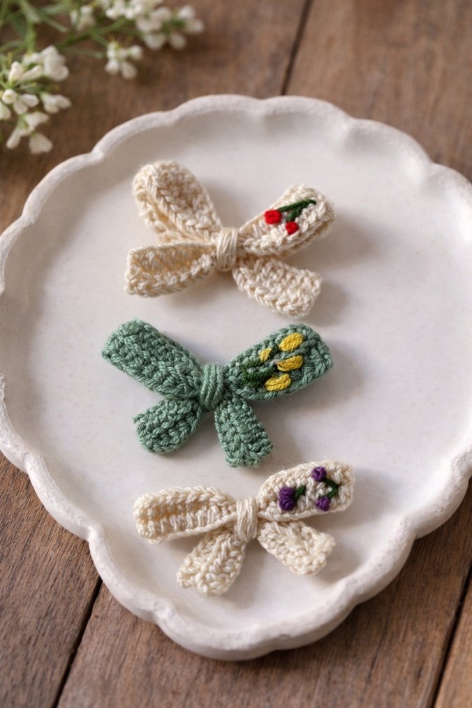 Nakışlı Beyaz Fiyonk Toka Seti - Görsel 2