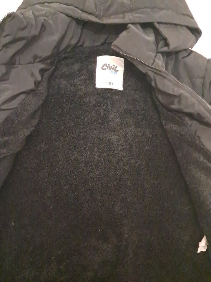 civil Kapüşonlu Siyah Erkek Çocuk Mont - Görsel 4