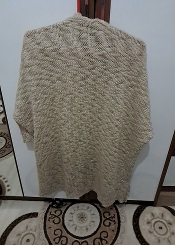 Bohem Tarz Kısa Bej Örgü Kadın Hırka - Görsel 4