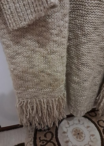 Bohem Tarz Kısa Bej Örgü Kadın Hırka - Görsel 3