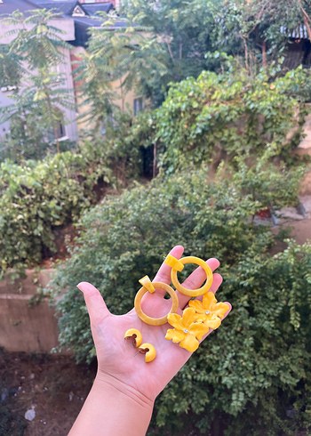  Beden Sarı yazlık 3lü küpe