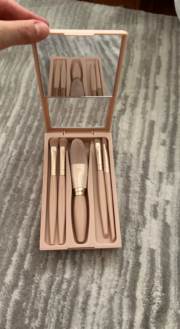 Bej Makyaj Fırçası Seti Gri Detaylı - Görsel 2