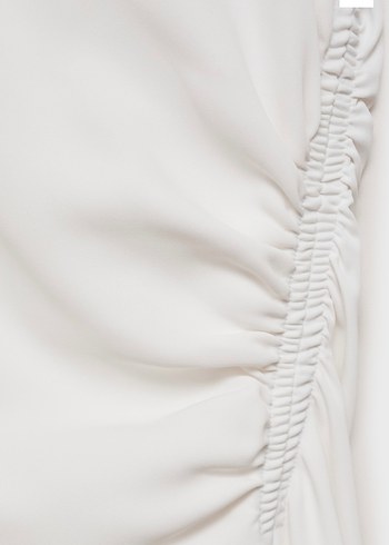 Beyaz Drapeli Uzun Kolsuz Elbise - Görsel 6