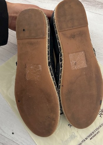 Siyah Nakışlı Kadın Espadril Dolgu Topuk - Görsel 4