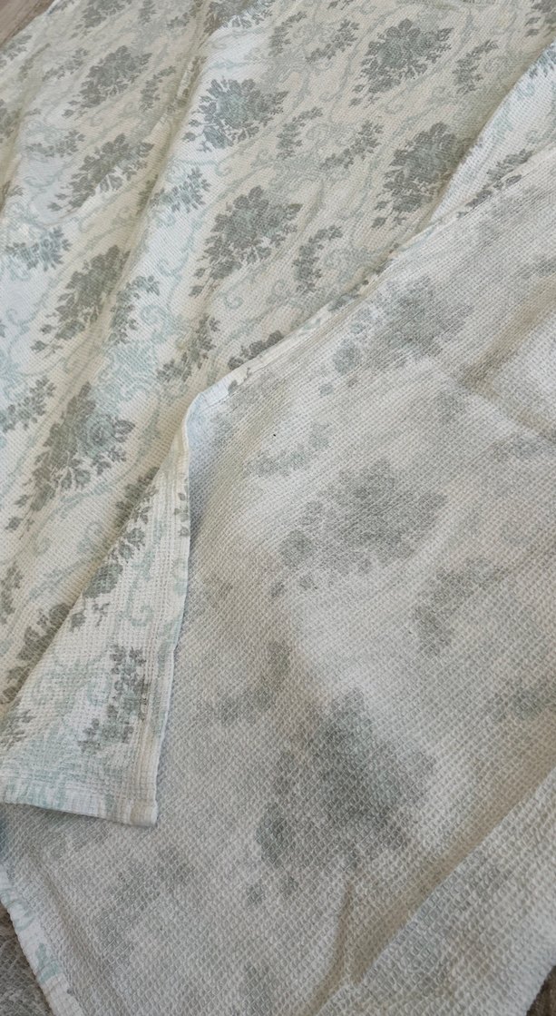 Çiçek desenli mavi pastel detaylara sahip pike - Görsel 4