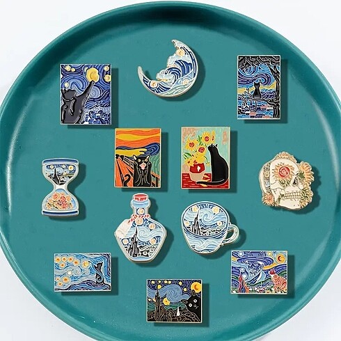 Van gogh yağlı boya pim rozet
