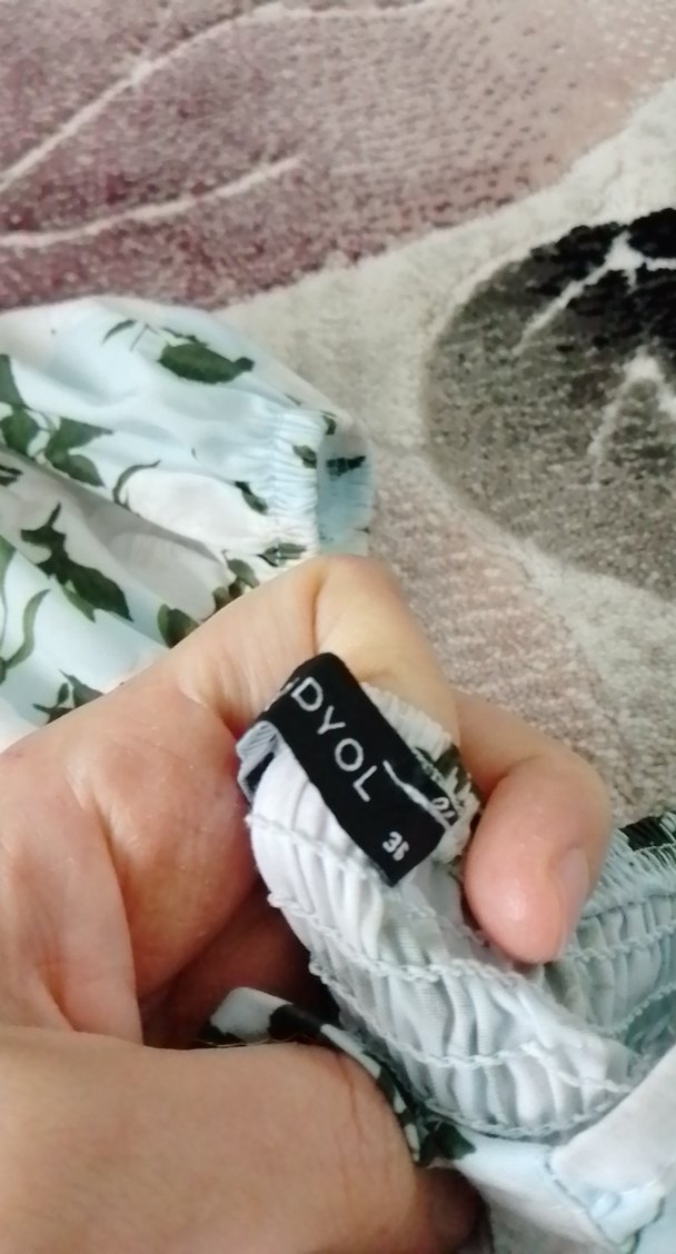 Beyaz Bağlama Desenli Mini Bluz - Görsel 5