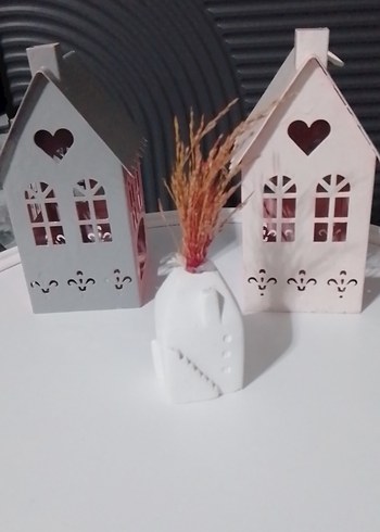 Beyaz Dekoratif Mumluk ve Vazolu Set - Görsel 2