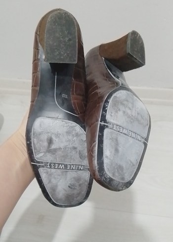 Kahverengi Deri Kadın Klasik Topuklu Ayakkabı - Görsel 5