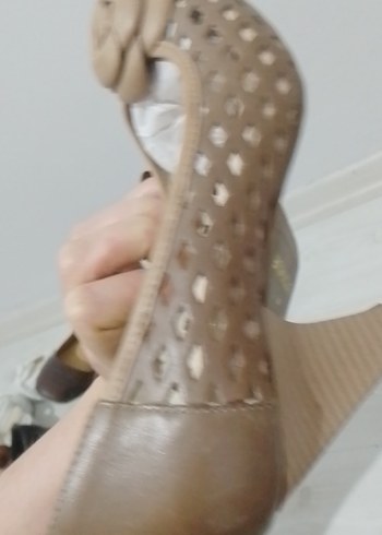 Bej Dolgu Topuklu Kadın Abiye Ayakkabı - Görsel 6