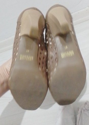 Bej Dolgu Topuklu Kadın Abiye Ayakkabı - Görsel 4