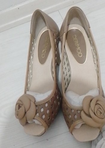 Bej Dolgu Topuklu Kadın Abiye Ayakkabı - Görsel 8