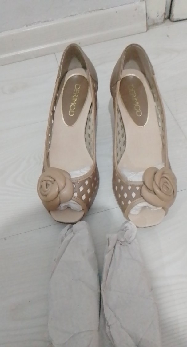 Bej Dolgu Topuklu Kadın Abiye Ayakkabı - Görsel 2