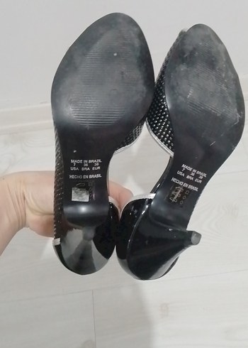 Gri Puanlı Siyah Stiletto Kadın Ayakkabı - Görsel 6