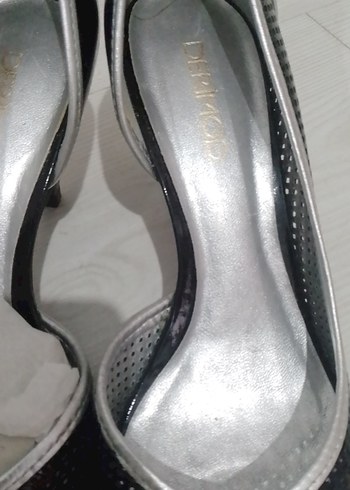 Gri Puanlı Siyah Stiletto Kadın Ayakkabı - Görsel 2