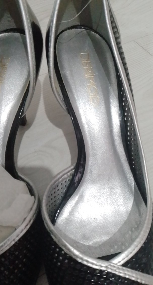 Gri Puanlı Siyah Stiletto Kadın Ayakkabı - Görsel 2