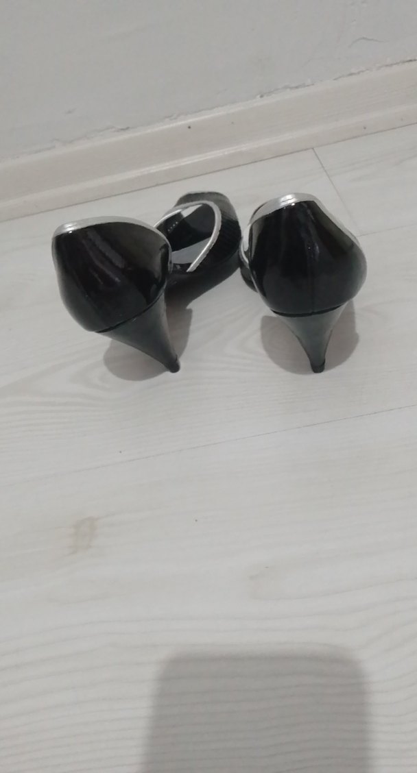 Gri Puanlı Siyah Stiletto Kadın Ayakkabı - Görsel 5