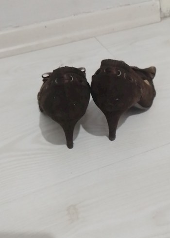 Kahverengi Yılan Desenli Dolgu Topuklu Kadın Ayakkabı - Görsel 6