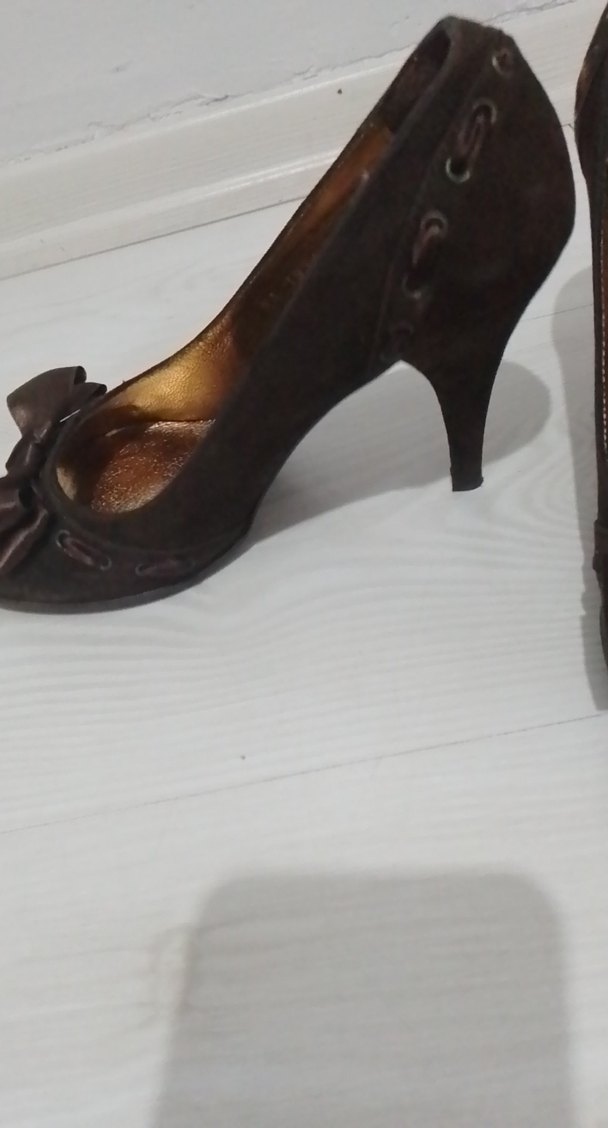 Kahverengi Yılan Desenli Dolgu Topuklu Kadın Ayakkabı - Görsel 3