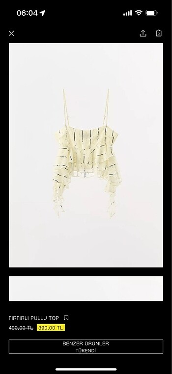 Zara zara fırfırlı pullu top