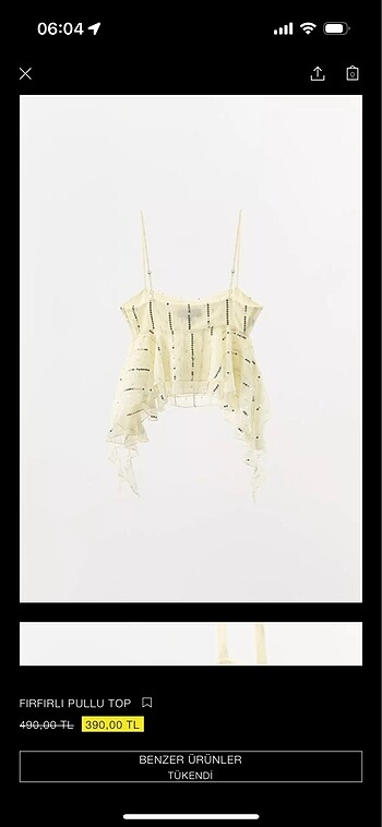xs Beden zara fırfırlı pullu top