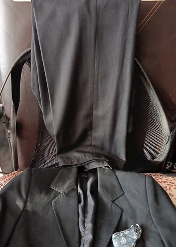Erkek Siyah Notch Yaka Regular Fit Takım Elbise
