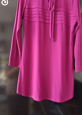 Piliseli Uzun Kollu Pembe Midi Tunik