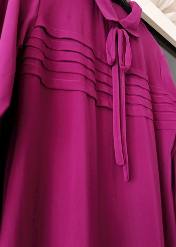 42 Beden Piliseli Uzun Kollu Pembe Midi Tunik