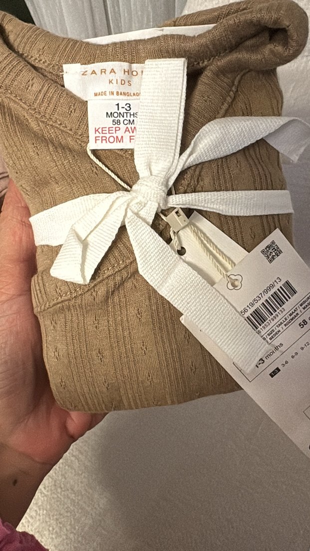 1-3 Ay zara etiketli beyaz ve bej renkli çıtçıtlı zıbın - Görsel 3