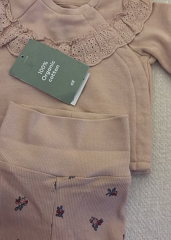 Organik Pamuklu Kız Bebek Uzun Kollu Takım H&M - Görsel 2