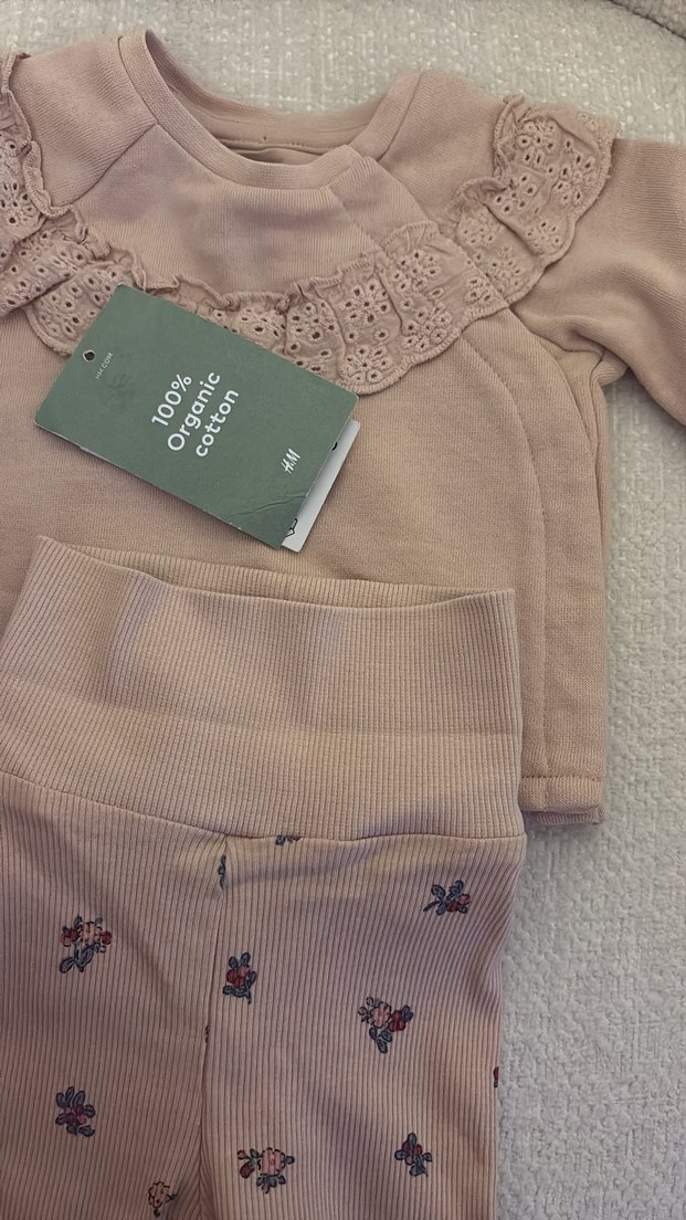 Organik Pamuklu Kız Bebek Uzun Kollu Takım H&M - Görsel 2