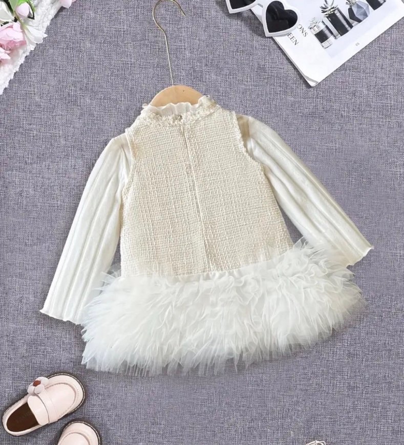 Kız bebek  Beyaz Triko Elbise - Görsel 2