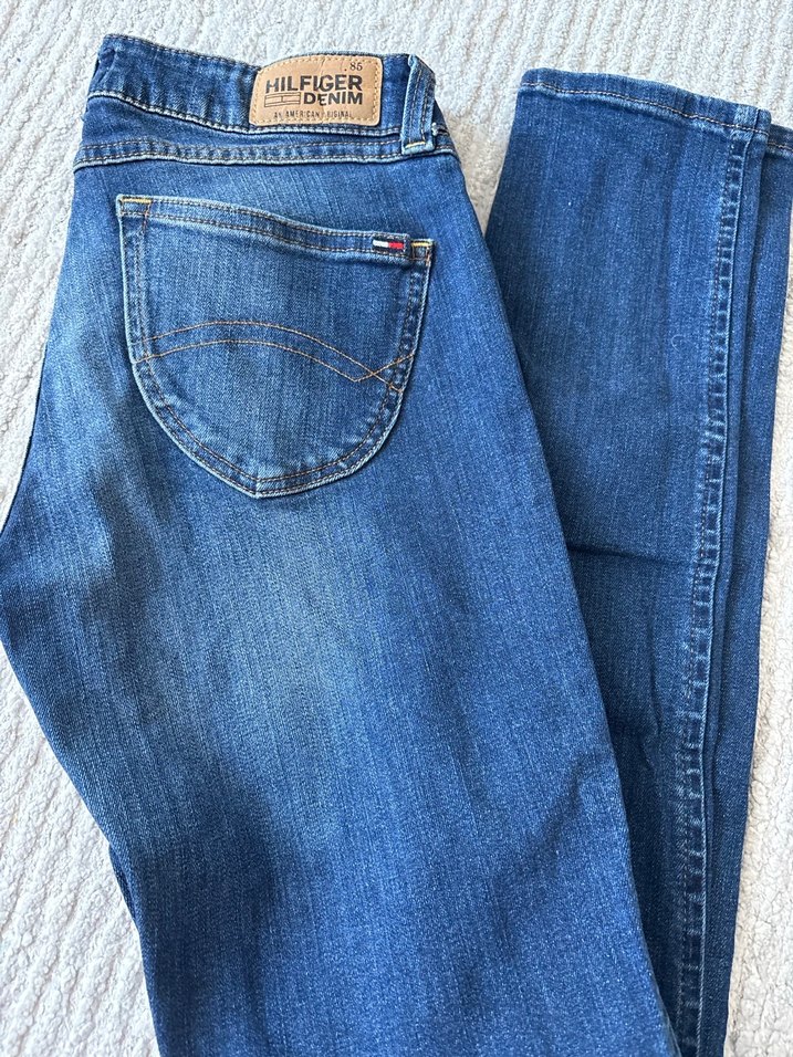 Düğmeli Mavi Kadın Denim Pantolon orijinal Tommy - Görsel 3