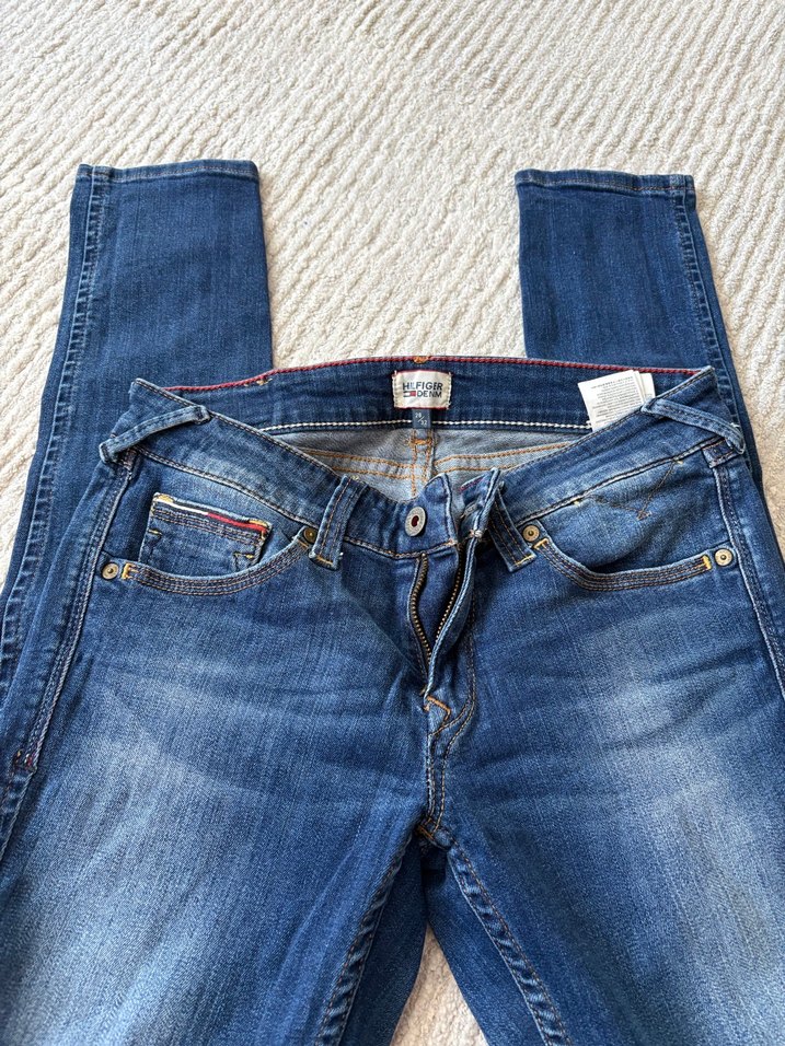 Düğmeli Mavi Kadın Denim Pantolon orijinal Tommy - Görsel 2