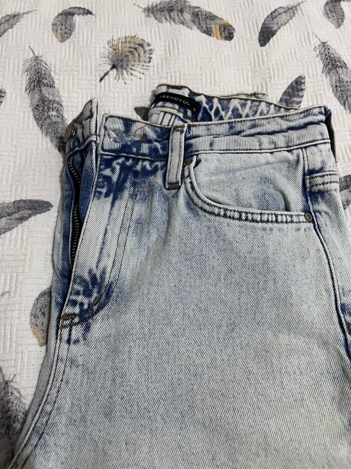 Gri Batik Desenli Kadın Denim Pantolon - Görsel 5