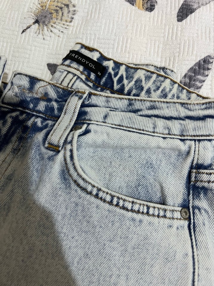 Gri Batik Desenli Kadın Denim Pantolon - Görsel 4