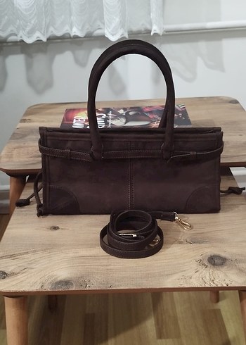 Kahverengi Süet Tokalı Kadın Çantası - Görsel 2