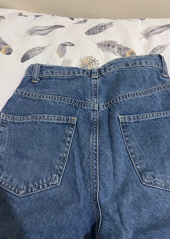 Mavi Bol kesim yüksek bel Kadın Kot Pantolon - Görsel 14